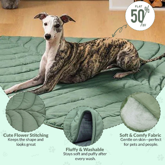 Tapis humain en forme de feuille et couverture pour chien