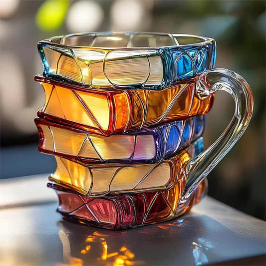 Ventayo – Literary Charm | 3D Book Spine Glass Coffee Mug with Durable Design | Unique Gift for Book Lovers