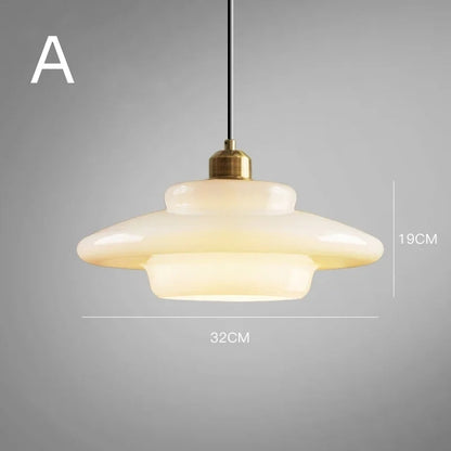 Mid Century Art Milk White Glass Pendant Light