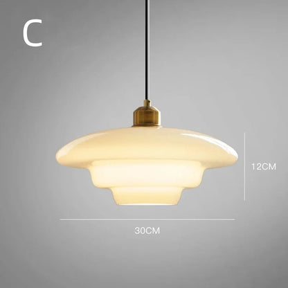 Mid Century Art Milk White Glass Pendant Light