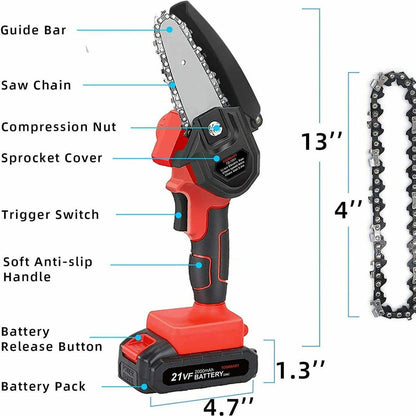 Mini Chainsaw - Miniature Chainsaw - Portable Mini Cordless Chainsaw - Mini Electric Chainsaw - Rechargeable Mini Chainsaw