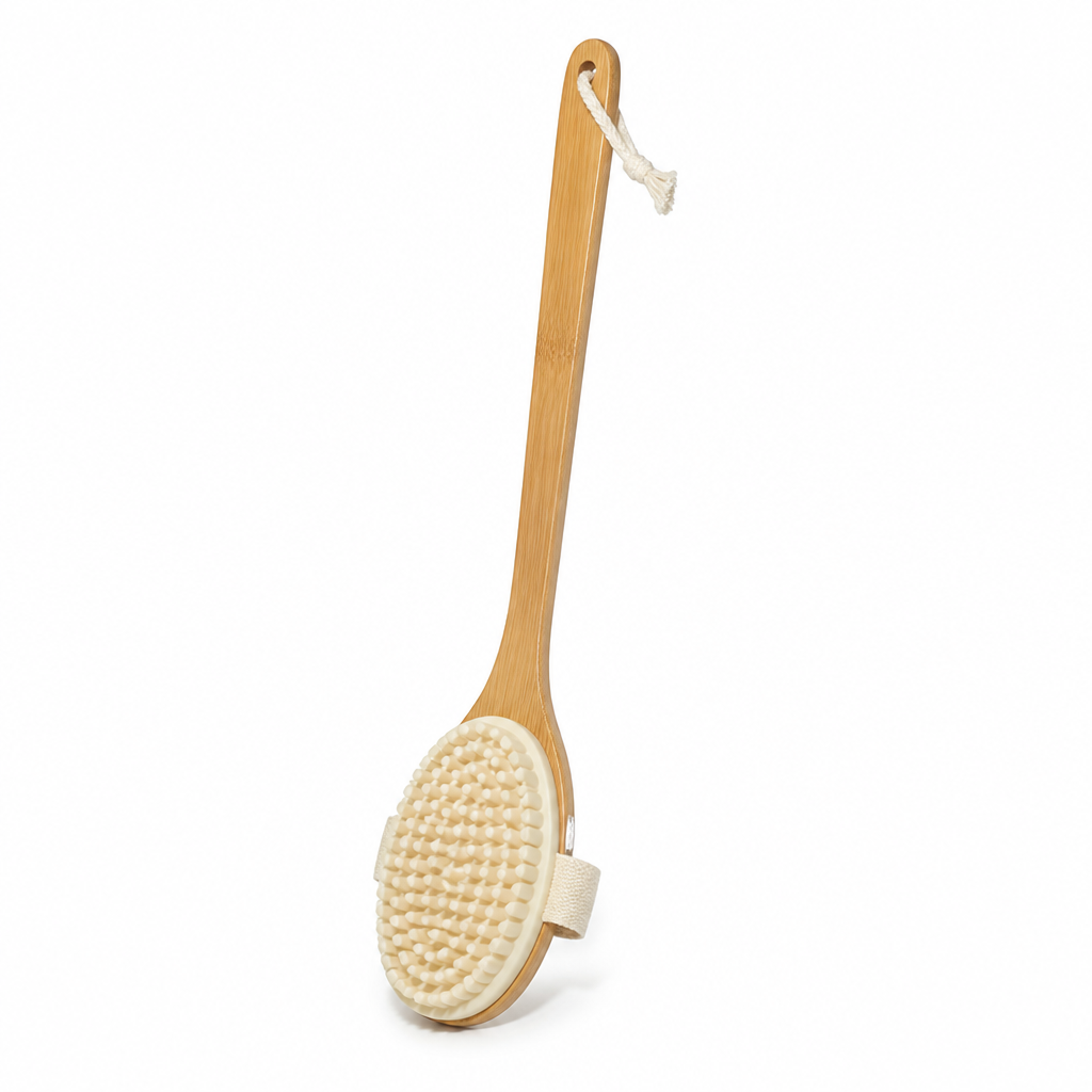 Ventayo – Natural Bristle Back Scrub Brush with Long Wooden Handle for Deep Cleaning