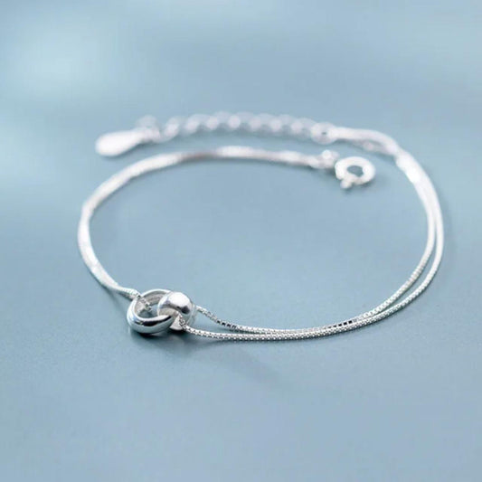 Solid Silver Double Ball Hoop Bracelet