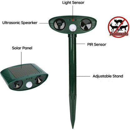 Solar Ultrasonic Fox Deterrent – Motion-Activated Animal Repeller for Garden, Lawn & Outdoor