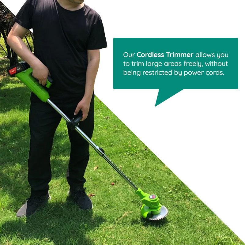 Cordless Grass Strimmer – Battery Powered Garden Trimmer with Steel Blades | Ventayo