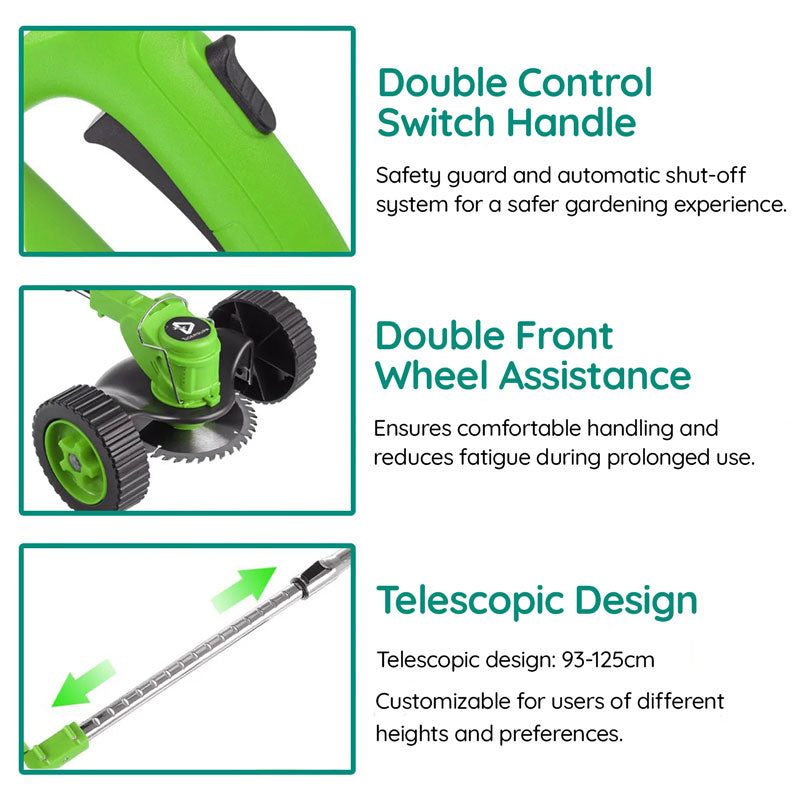 Cordless Grass Strimmer – Battery Powered Garden Trimmer with Steel Blades | Ventayo