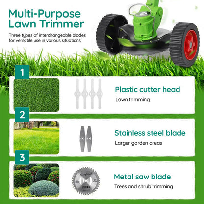 Cordless Grass Strimmer – Battery Powered Garden Trimmer with Steel Blades | Ventayo