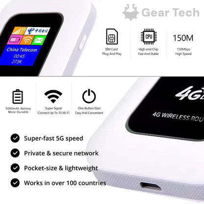 Ventayo – Portable 5G Wi-Fi Router | High-Speed Connection with Long Battery Life | Compact Internet Access for Travel & Home Use