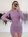Langermu Bodycon-kjóll með rákum fyrir konur, hálsbönd, lítil böndukjólar