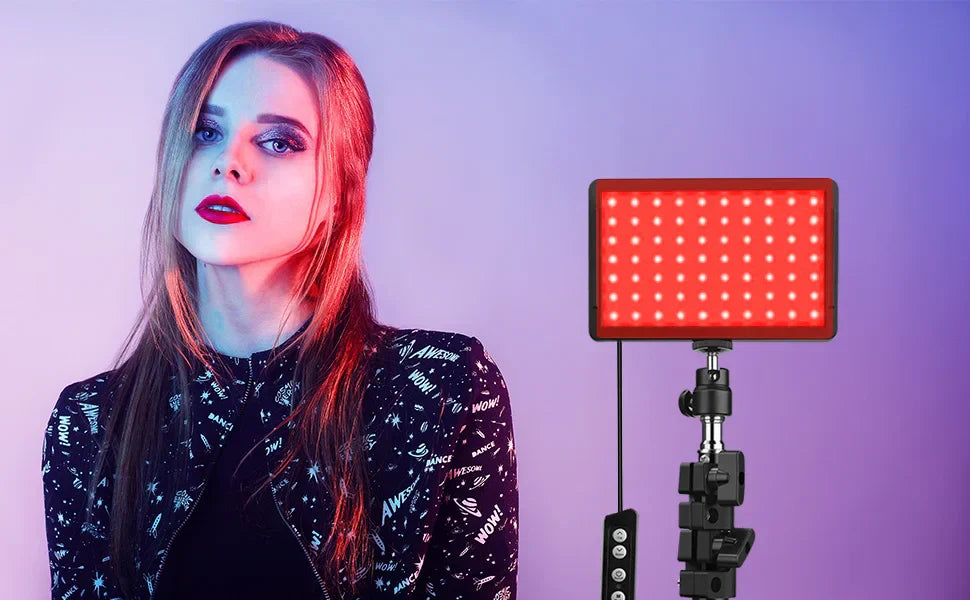 Zestaw oświetlenia LED do wideo i fotografii – z statywem i filtrami RGB