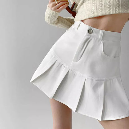 High Waist Pleated College Style Uniforms Safety Pants Mini Skirts