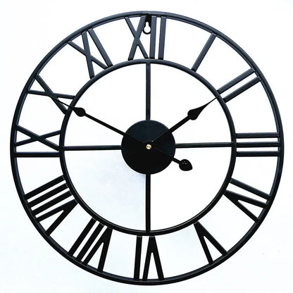 Modern 3D Large Retro Metal Wall Clock – Nordic Roman Numerals Design