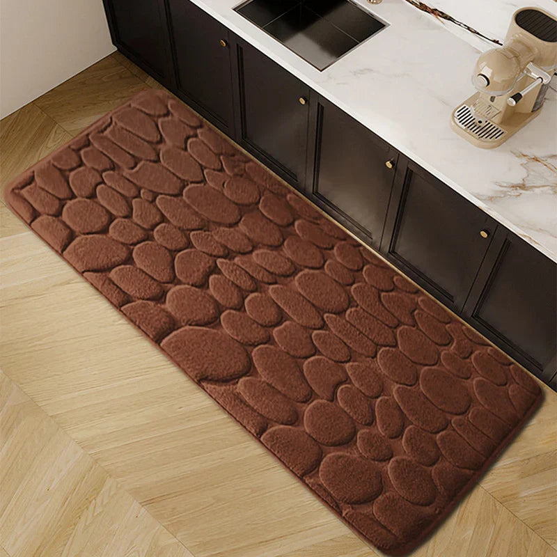 Chic Cobblestone Design Kitchen Mat – Soft, Washable & Anti-Skid