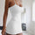 Robe mini moulante blanche de soirée club sexy à fines bretelles spaghetti
