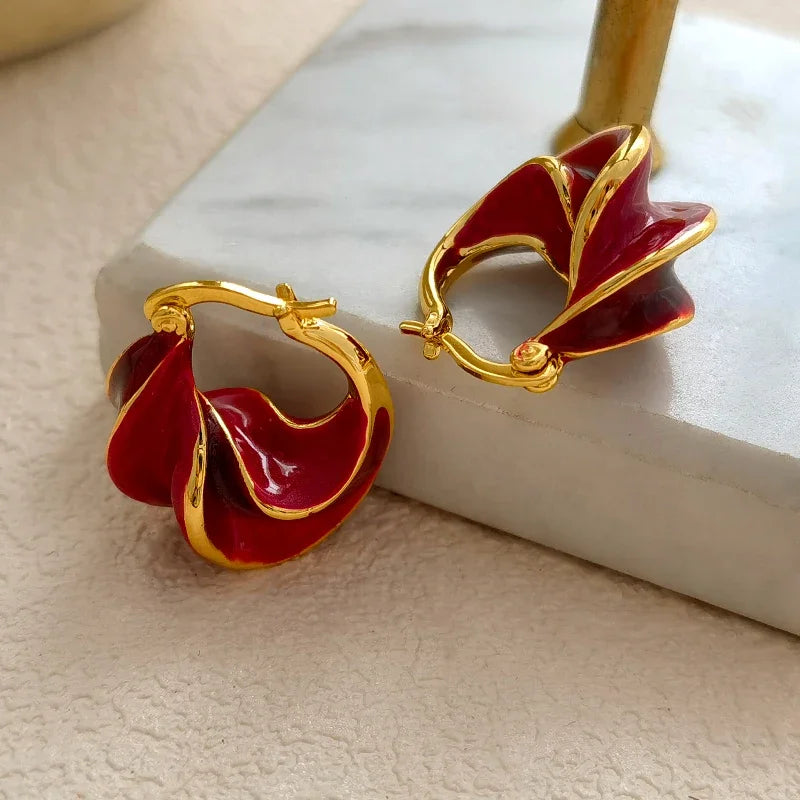 High Quality Geometric Blue Gold Earrings