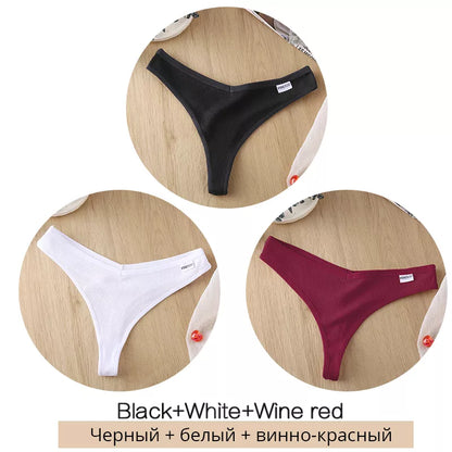 Cotton Thongs Panties Sexy Low Waist G-String Briefs Ladies Brazilian Lingerie Bikini