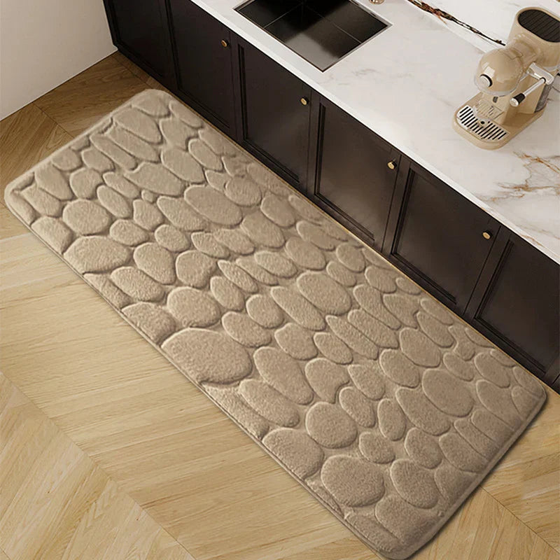 Chic Cobblestone Design Kitchen Mat – Soft, Washable & Anti-Skid