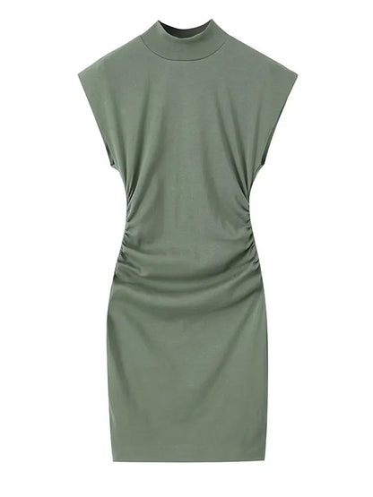 O Neck Slim Midi Sexy Rear Split Sleeveless Bodycon Dress