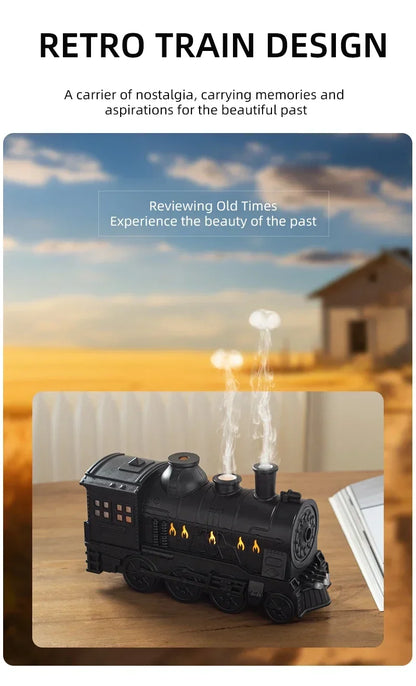 מפזר שמנים אתריים בצורת רכבת מיני ומכשיר אדים אולטרסוני לקרר