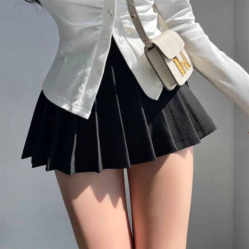 High Waist Irregular White Black A-line Gyaru Tennis extreme Mini Skirt