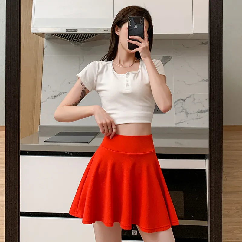 Summer Women's Skirts Fashion Sexy Mini Elastic Pleated Sun Skirts