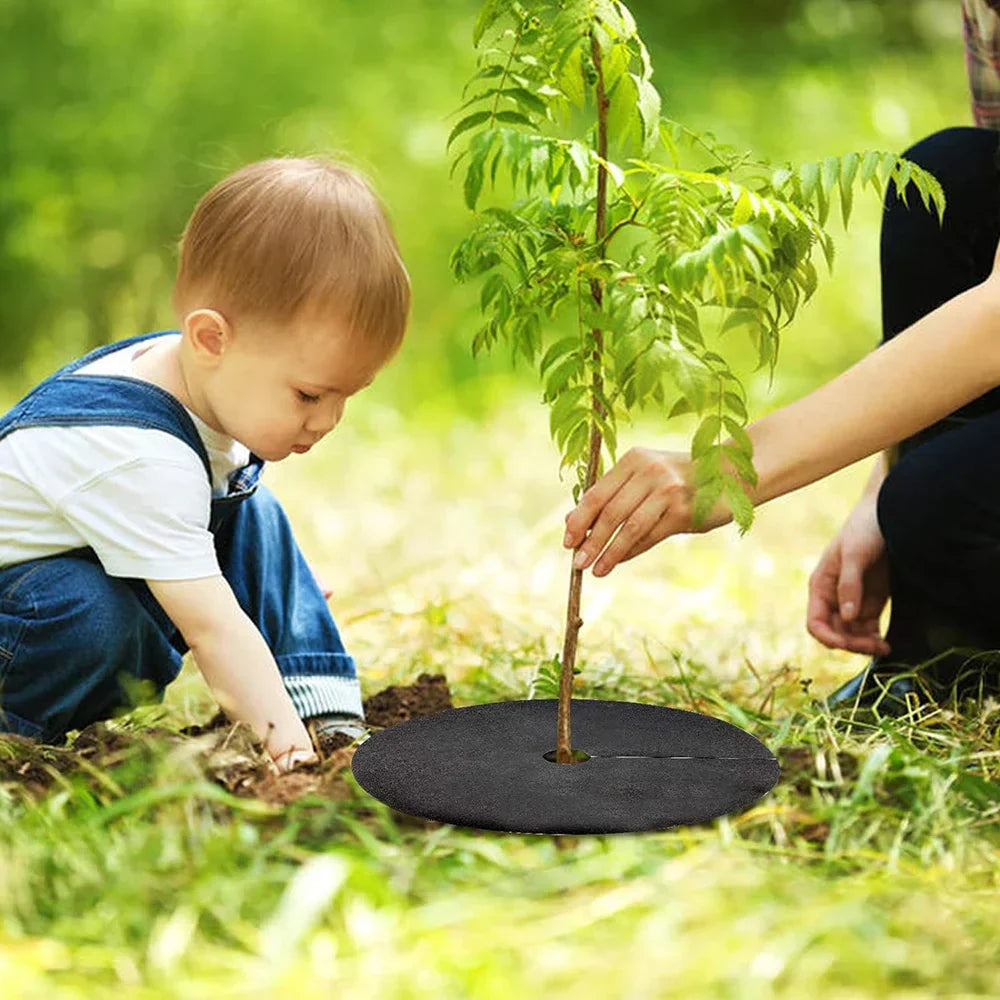 6pcs Tree Protection Weed Mats – Non-Woven Fabric