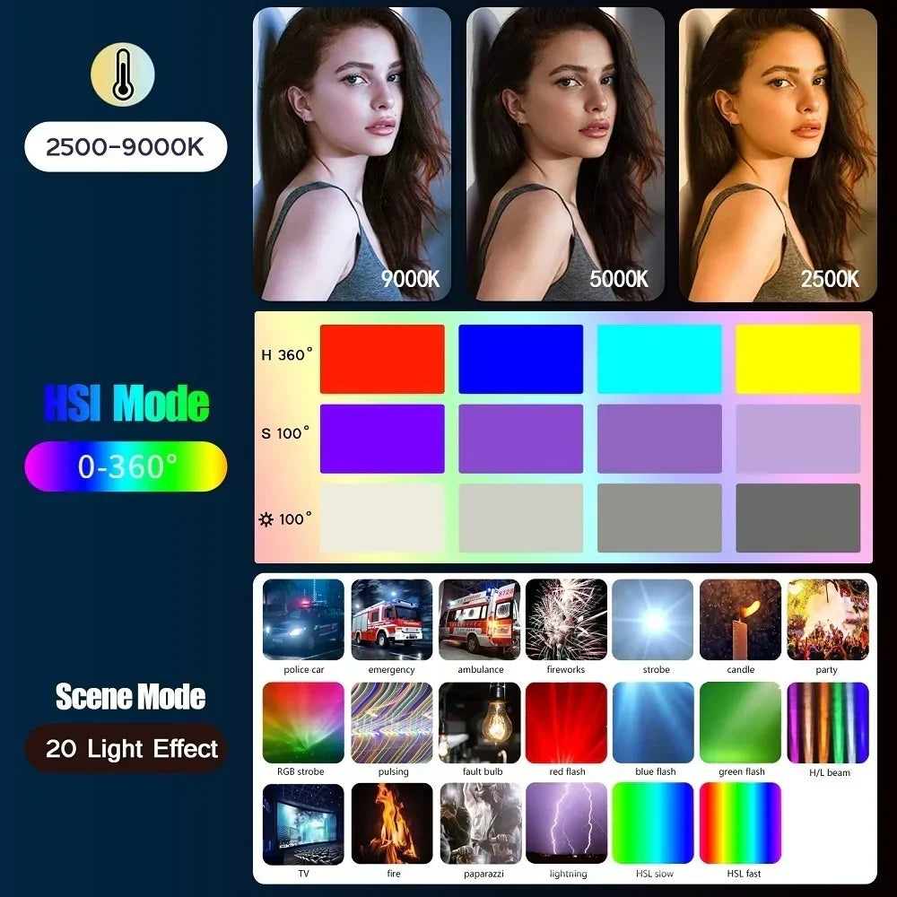 Handhållen RGB LED-ljusstav – 50CM fotografistudiolampa