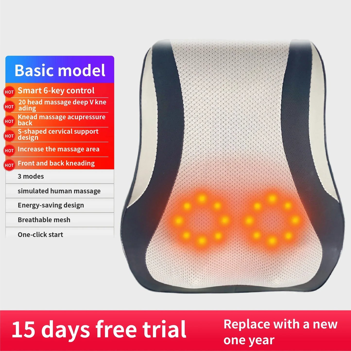 Electric Shiatsu Neck & Body Massager with Heat & Vibration