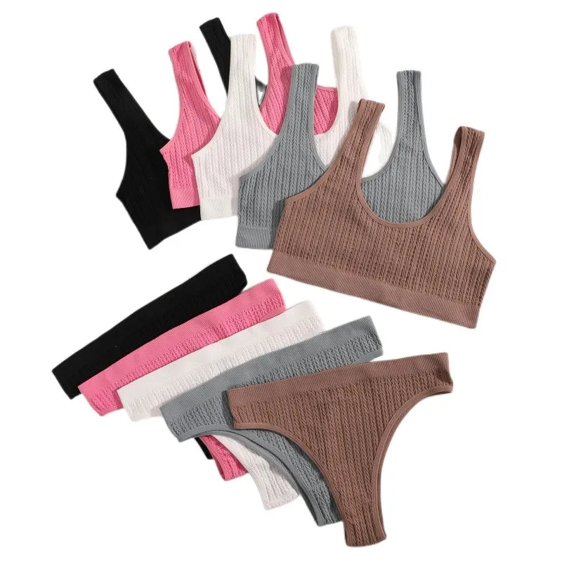 High Waist Underwear Nonwire Brassiere Comfy Sports Bra Sexy Lingerie Set