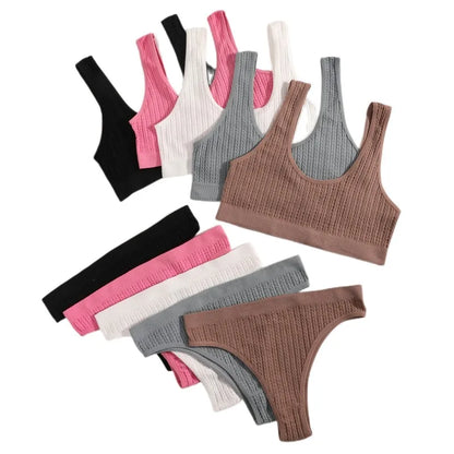 High Waist Underwear Nonwire Brassiere Comfy Sports Bra Sexy Lingerie Set