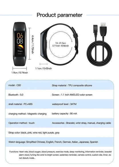 Smartwatch with Full Touch Screen – ECG Fitness Tracker & Heart Rate Monitor