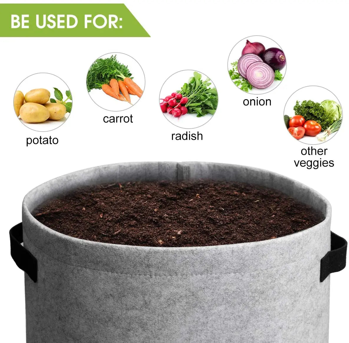 Felt Plant Grow Bags – 3 Sizes Available