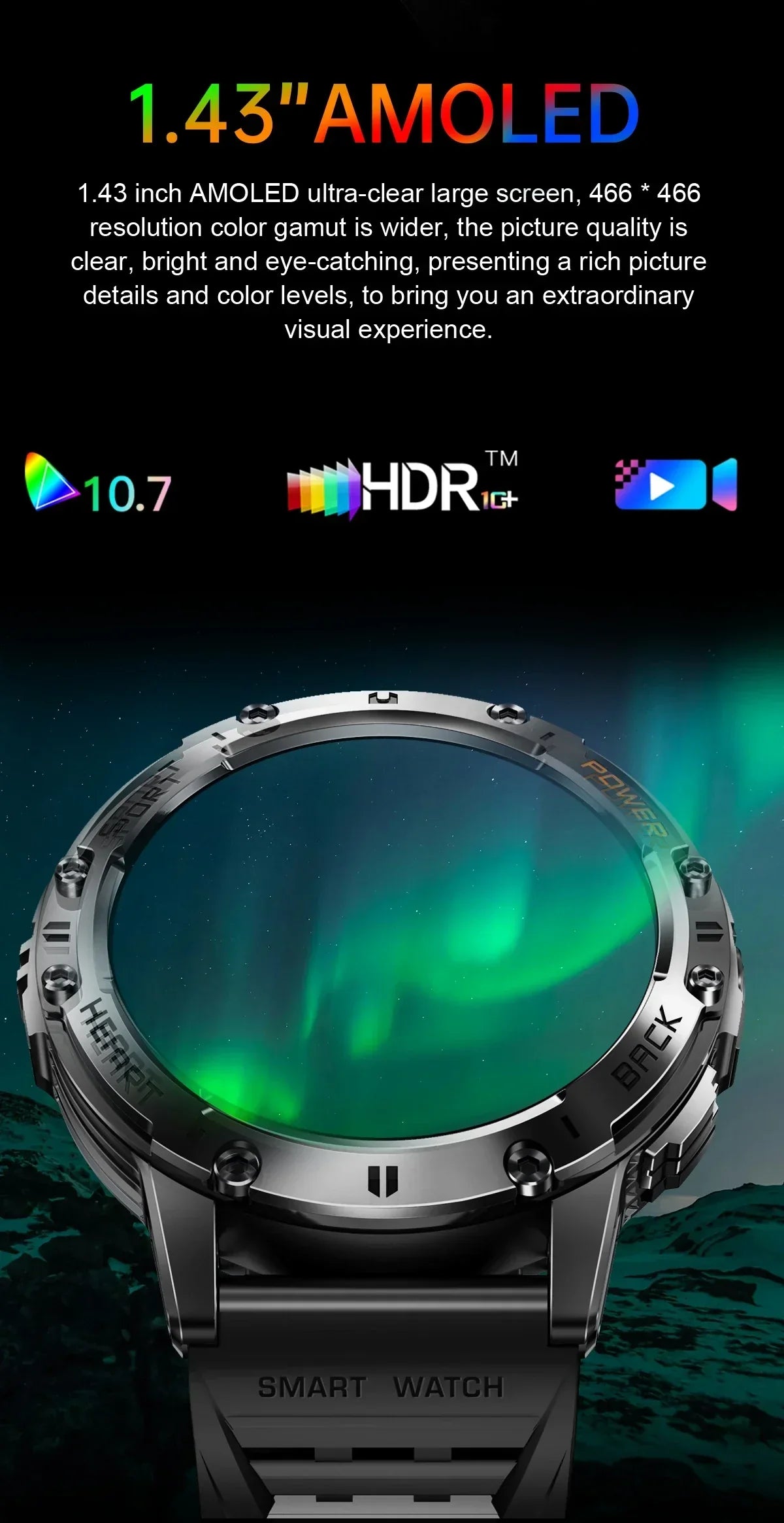 AMOLED Smartwatch – Bluetooth Calling Fitness Tracker with Waterproof Design