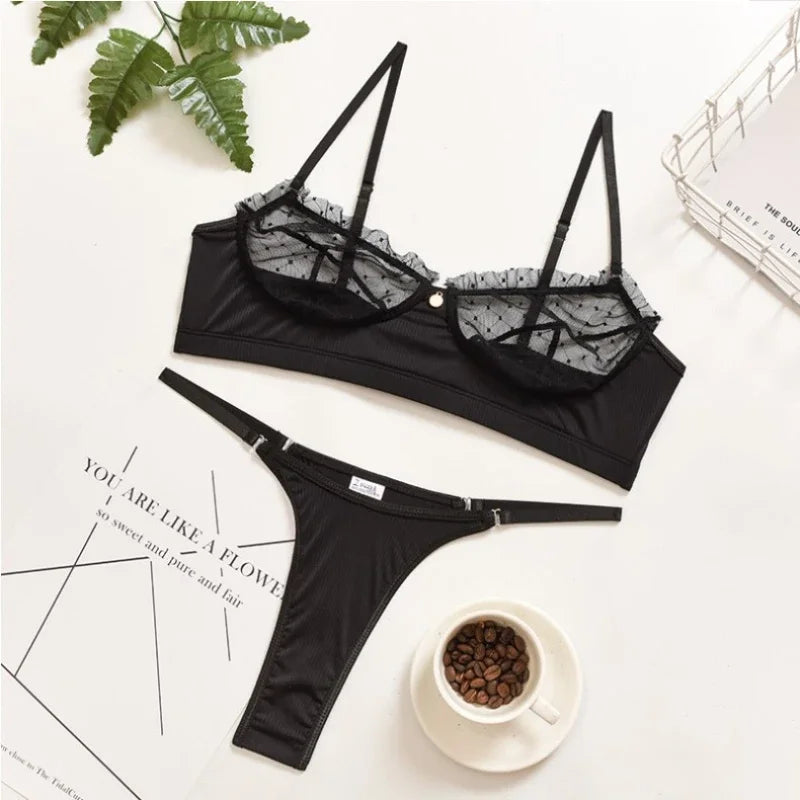 Sexy Lingerie Lace Bra Set Transparent Underwear Hot Erotic Lingerie Set