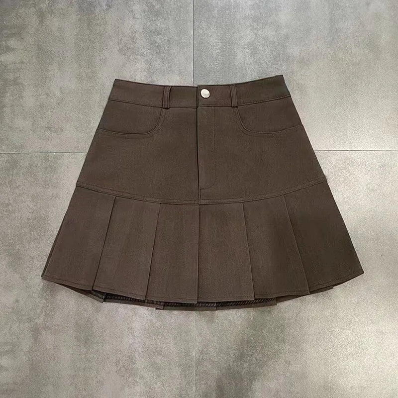 High Waist Pleated College Style Uniforms Safety Pants Mini Skirts