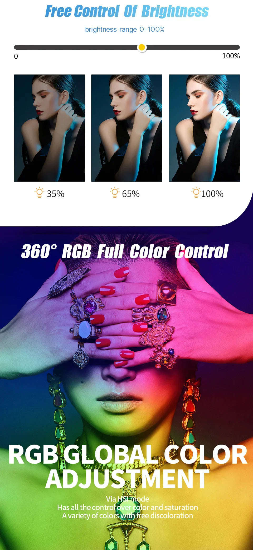 Handhållen RGB LED-ljusstav – 50CM fotografistudiolampa