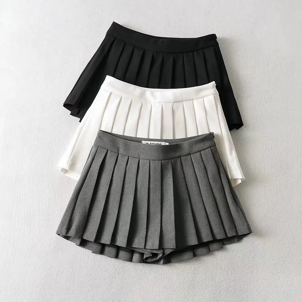 High Waist Skirts Sexy Mini Skirts Vintage Pleated Skirt