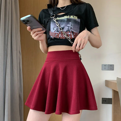 Summer Women's Skirts Fashion Sexy Mini Elastic Pleated Sun Skirts