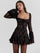 Elegant Backless Long Flare Sleeve Print Mini Party Sexy Dress