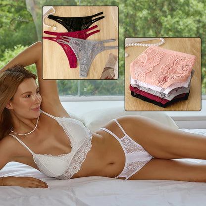 Hollow Out Thongs Low Rise Female G-String Underwear Breathable Bikini Lingerie