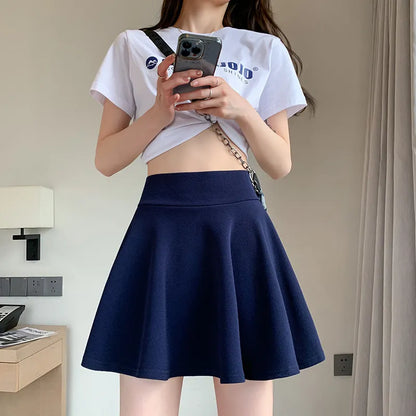 Summer Women's Skirts Fashion Sexy Mini Elastic Pleated Sun Skirts