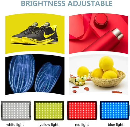 Zestaw oświetlenia LED do wideo i fotografii – z statywem i filtrami RGB