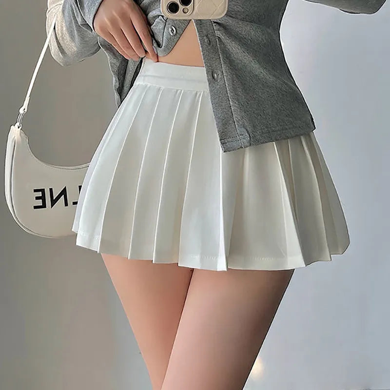 High Waist Irregular White Black A-line Gyaru Tennis extreme Mini Skirt