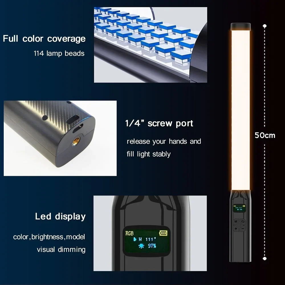 Handhållen RGB LED-ljusstav – 50CM fotografistudiolampa