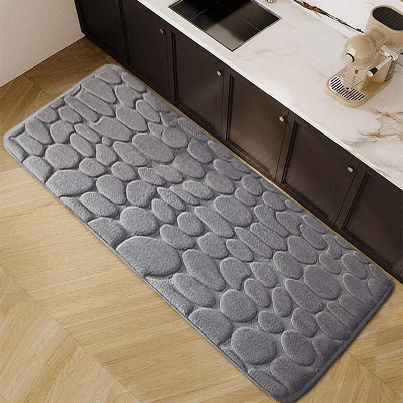 Chic Cobblestone Design Kitchen Mat – Soft, Washable & Anti-Skid