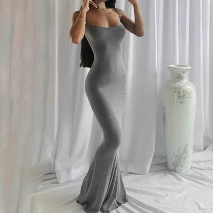 Satin Sleeveless Elegant Sexy Backless Birthday Party Club Sundress