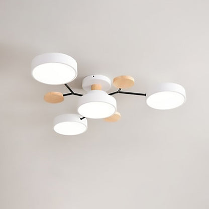 Modern Nordic Round Molecule Branch Design LED Semi-Flush Mount Ceiling Light
