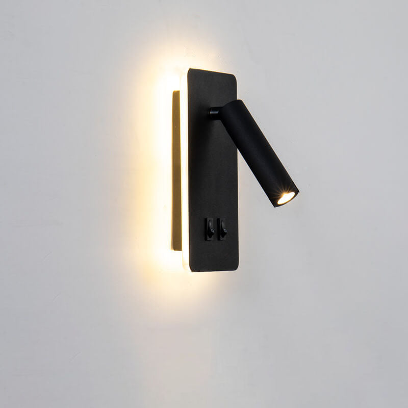 Lámpara de pared minimalista con foco rectangular giratorio LED para lectura