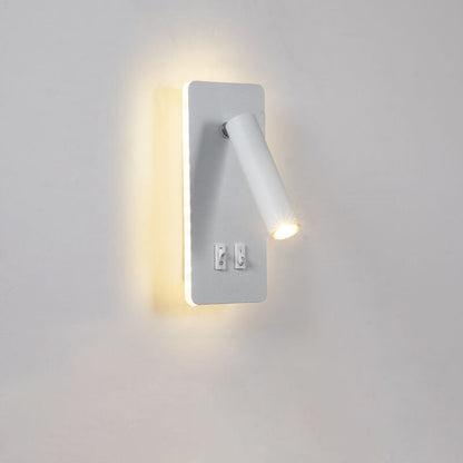 Lámpara de pared minimalista con foco rectangular giratorio LED para lectura