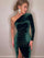 Elegant Long Sleeve Party Evening Velvet Bodycon Split Pencil Midi Dress
